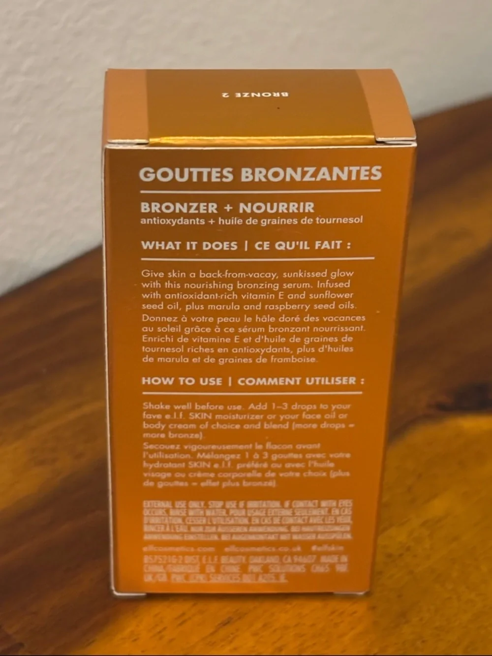 ELF Skin Bronzing Drops Pure Gold, New in Box